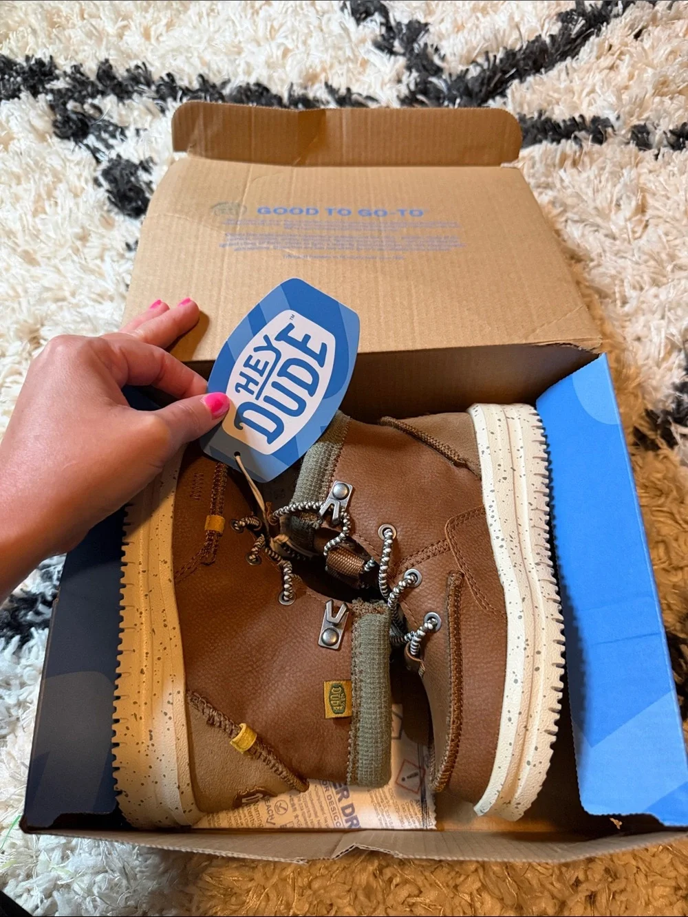 Hey Dude Brown and Cream Lace-Up Casual Boots